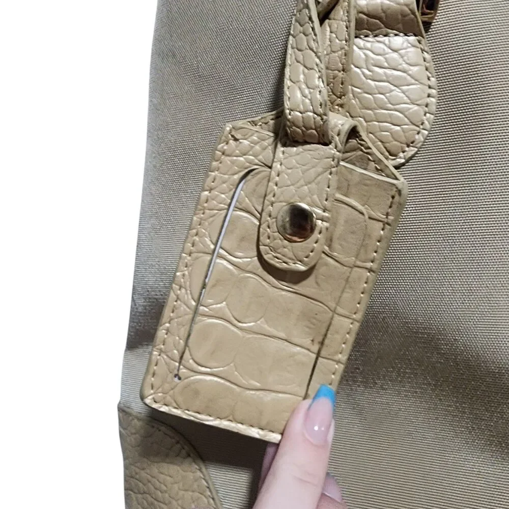 Studio Diane von Furstenberg Croc Embossed Tote Tan Canvas Leather‎ Shopper